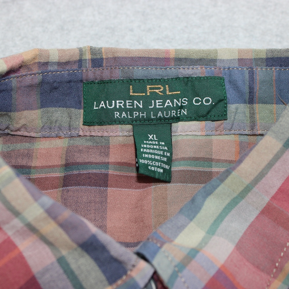 LRL Lauren Jeans Shirt Women XL Red Plaid Button Long Sleeve Heritage Classic - Picture 3 of 7